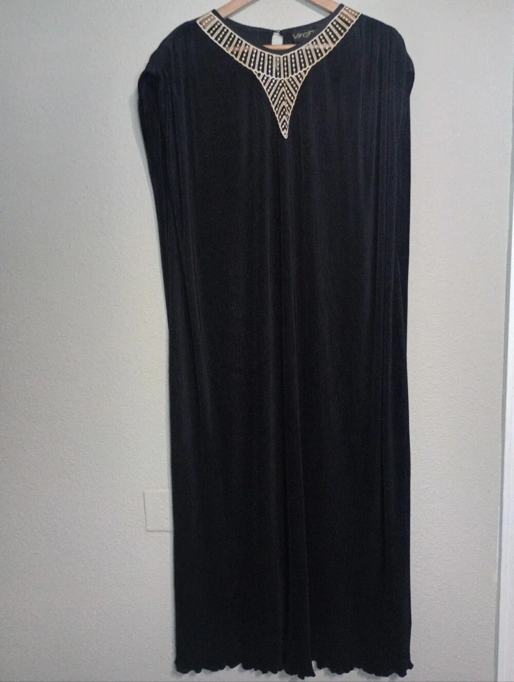 Vintage 80s 90s Virginie Paris Made in France Plisse Maxi Dress